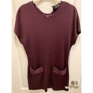 Vintage DONNA KARAN New York Top Deep Red Rayon Sz L